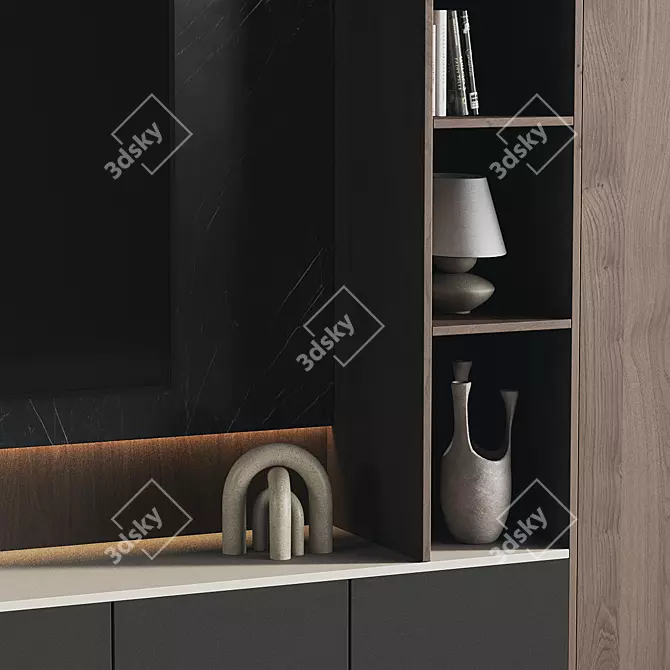 Modern TV Wall Set Design 3D model image 3