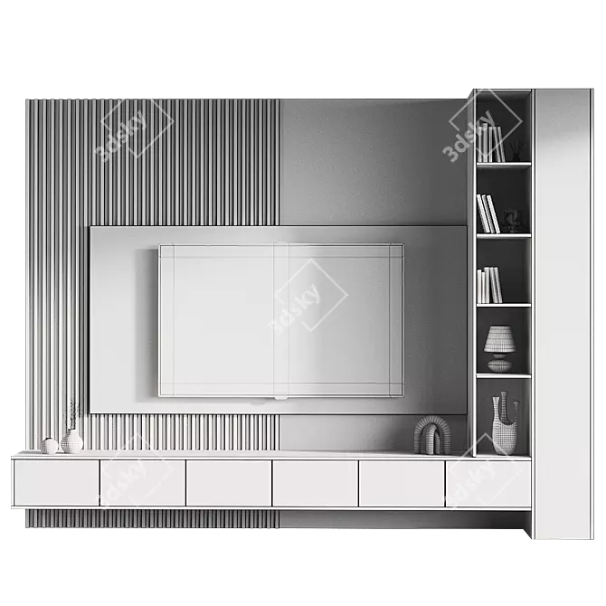 Modern TV Wall Set Design 3D model image 4