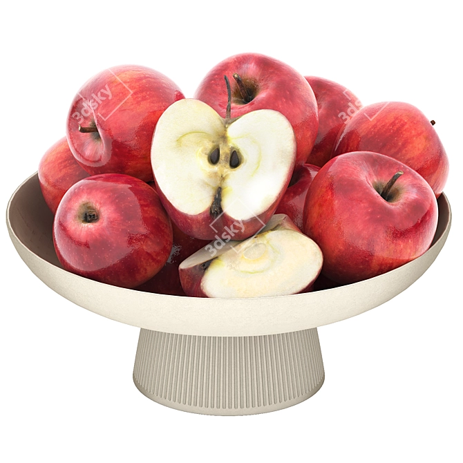 Modern White Bowl Apples Rendered 3D model image 1