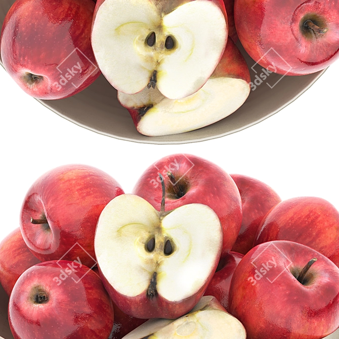 Modern White Bowl Apples Rendered 3D model image 3