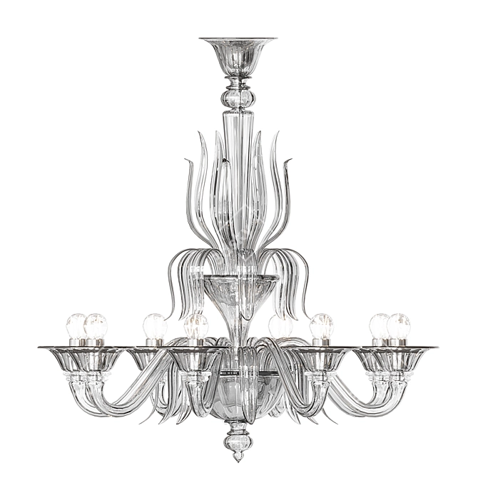 Elegant Murano Glass 8-Light Chandelier 3D model image 2