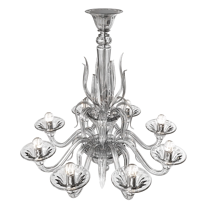 Elegant Murano Glass 8-Light Chandelier 3D model image 3