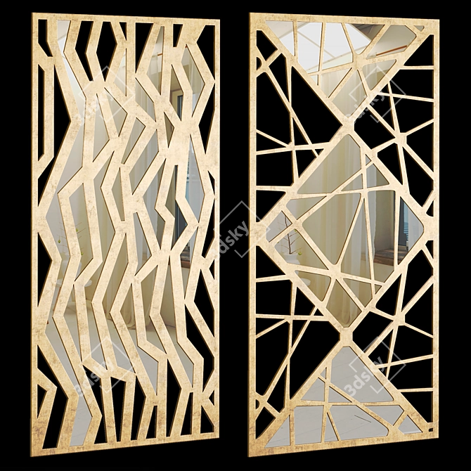 Decorative Panel Set with Abstract Patterns 3D model image 1