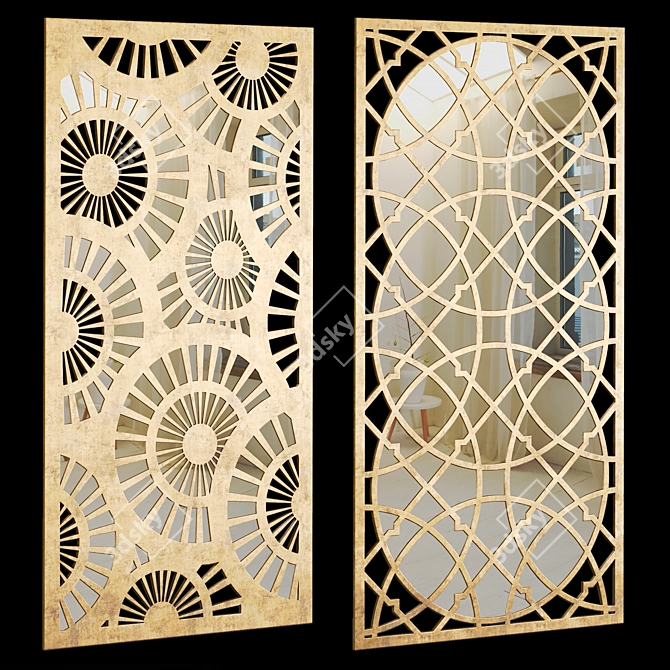 Decorative Panel Set with Abstract Patterns 3D model image 6