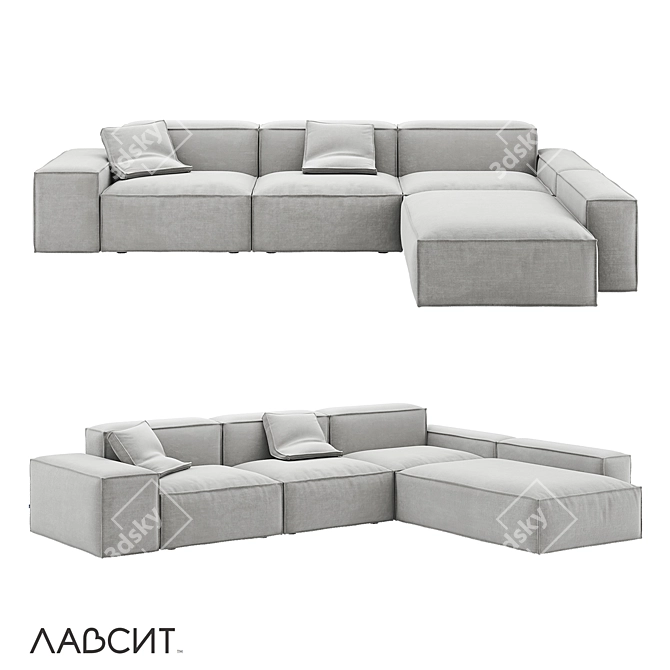 Davis3 Modern Deep Minimalist Sofa 3D model image 3