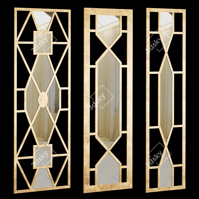 Decorative Panel Set with Mirror Inserts 3D model image 1