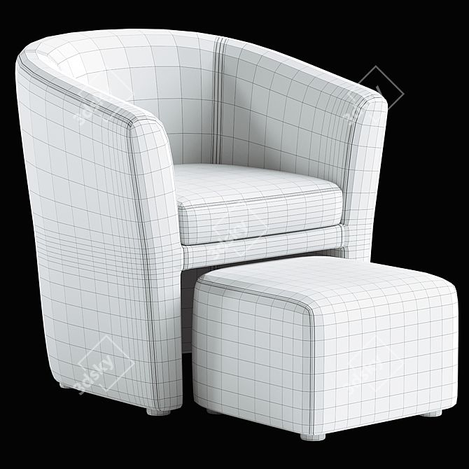 Stylish Faux Leather Chair Set 3D model image 6