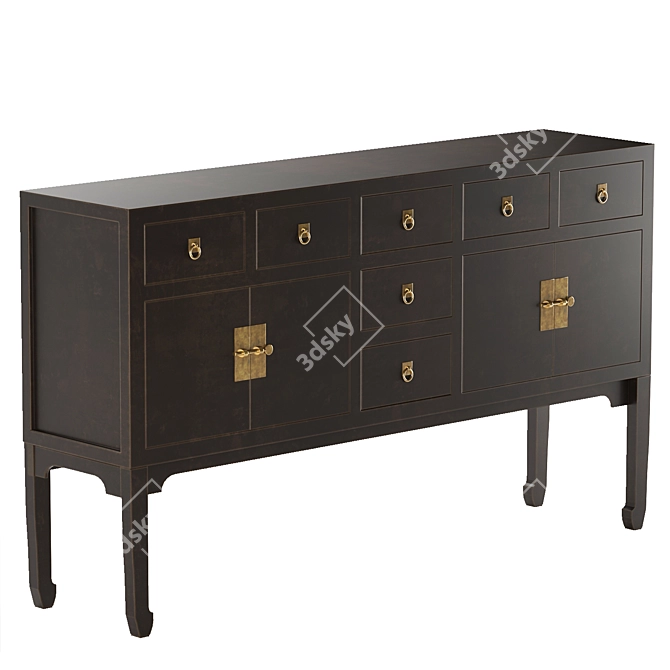 Sleek Modern Lacquer Sideboard 3D model image 1