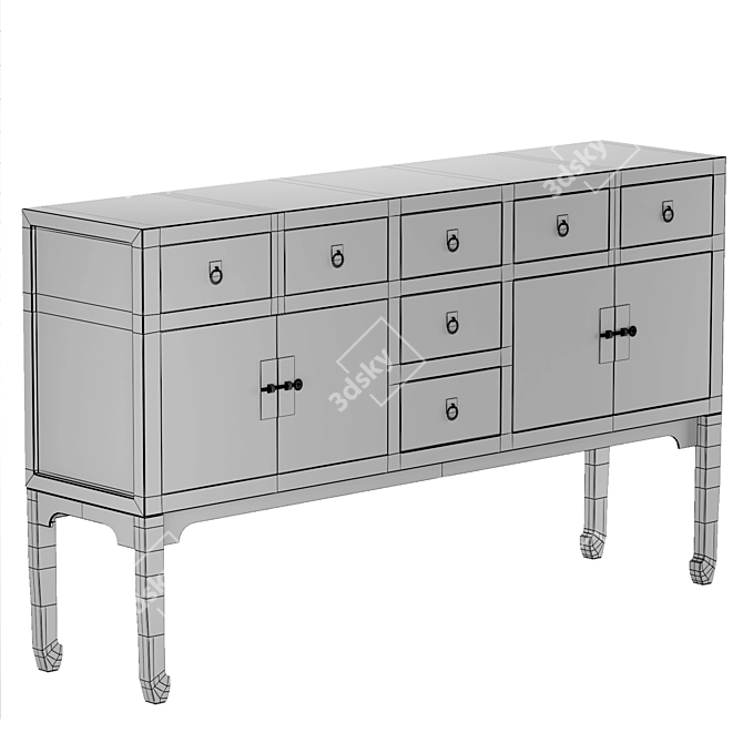 Sleek Modern Lacquer Sideboard 3D model image 3