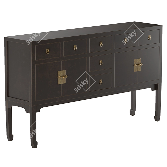 Sleek Modern Lacquer Sideboard 3D model image 5