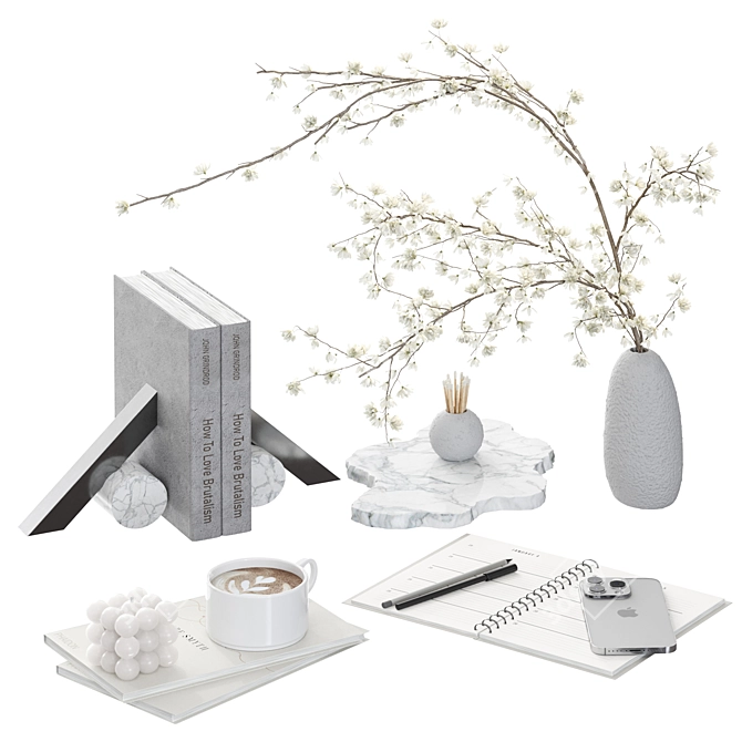 Flowering Branch Decor Set 3D model image 1