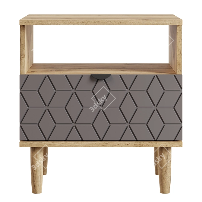 Modern Grey Bedside Table "Denver 3D model image 2