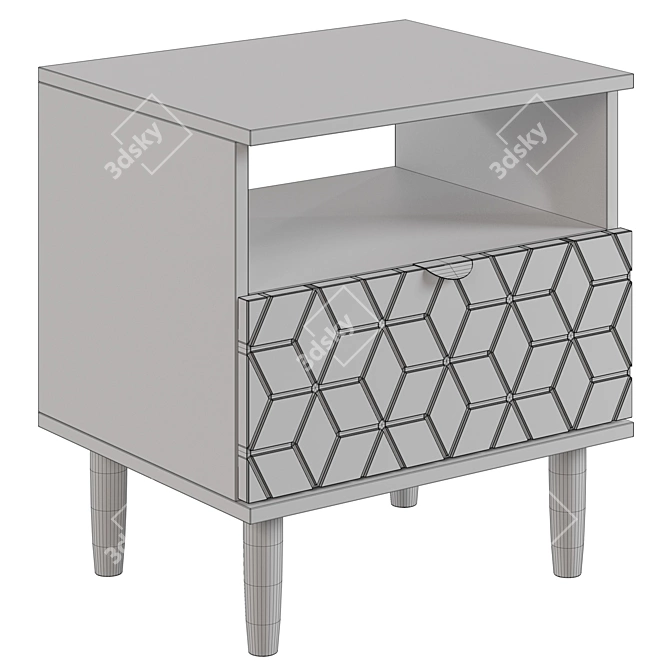 Modern Grey Bedside Table "Denver 3D model image 3