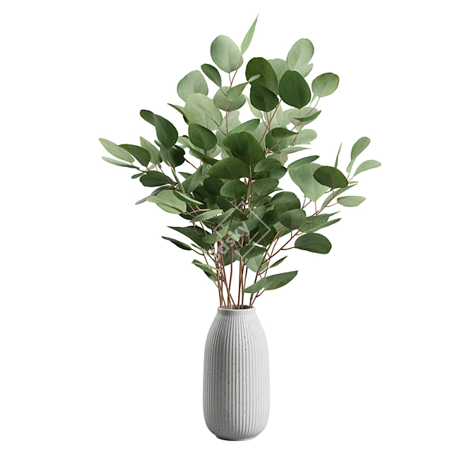 Elegant Eucalyptus Vase Bouquet 3D model image 4