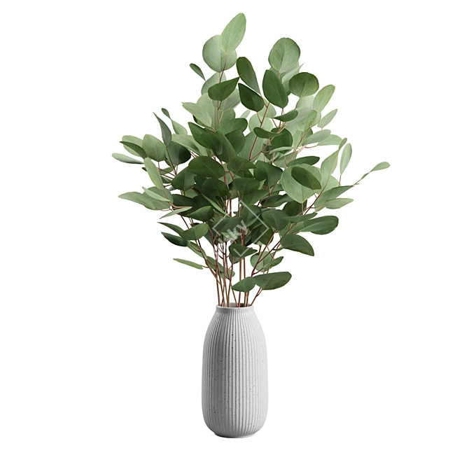 Elegant Eucalyptus Vase Bouquet 3D model image 5