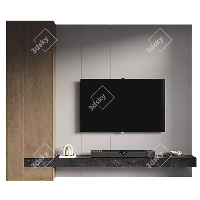 Modern TV Wall Unit Design 3D model image 1