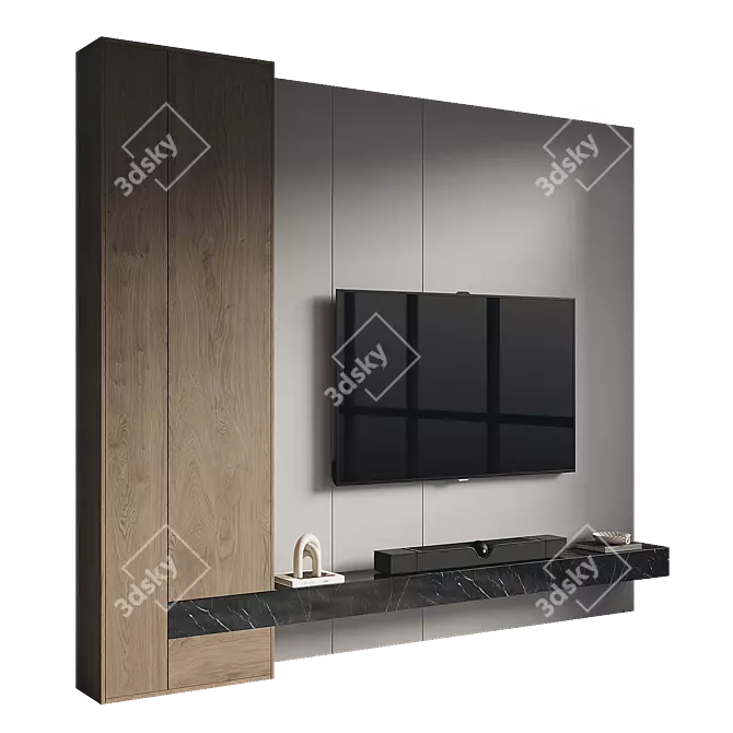 Modern TV Wall Unit Design 3D model image 2