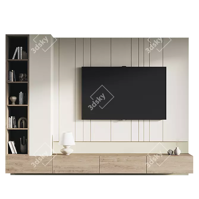 Modern TV Wall Set Design 3D model image 4