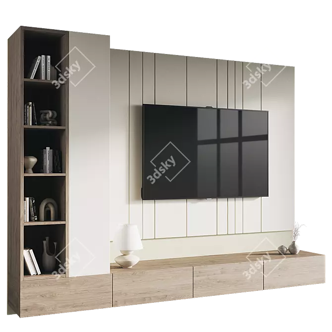 Modern TV Wall Set Design 3D model image 1