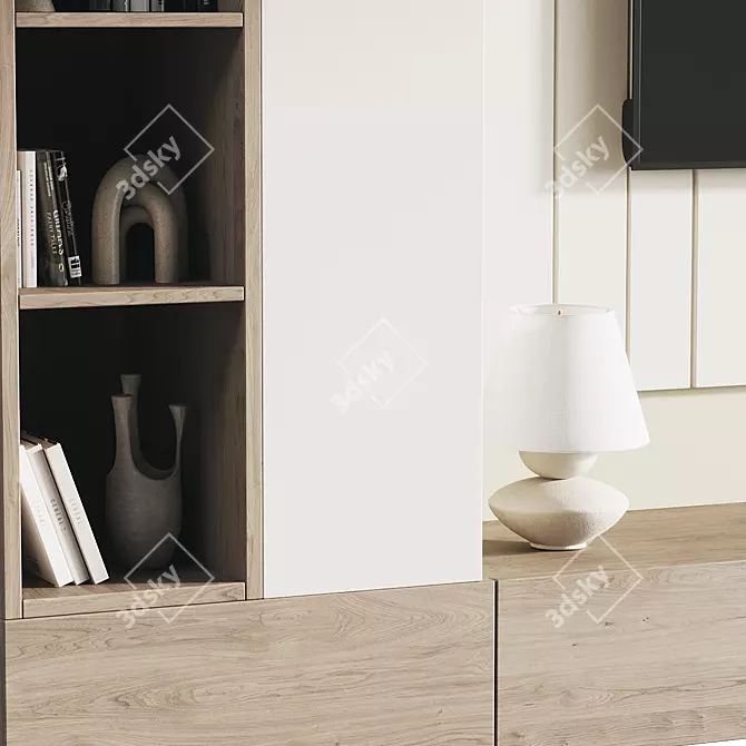 Modern TV Wall Set Design 3D model image 2