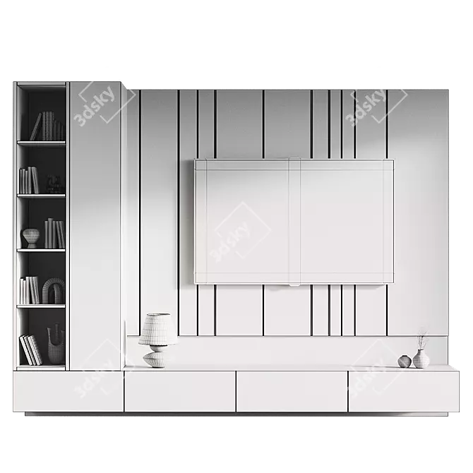 Modern TV Wall Set Design 3D model image 3