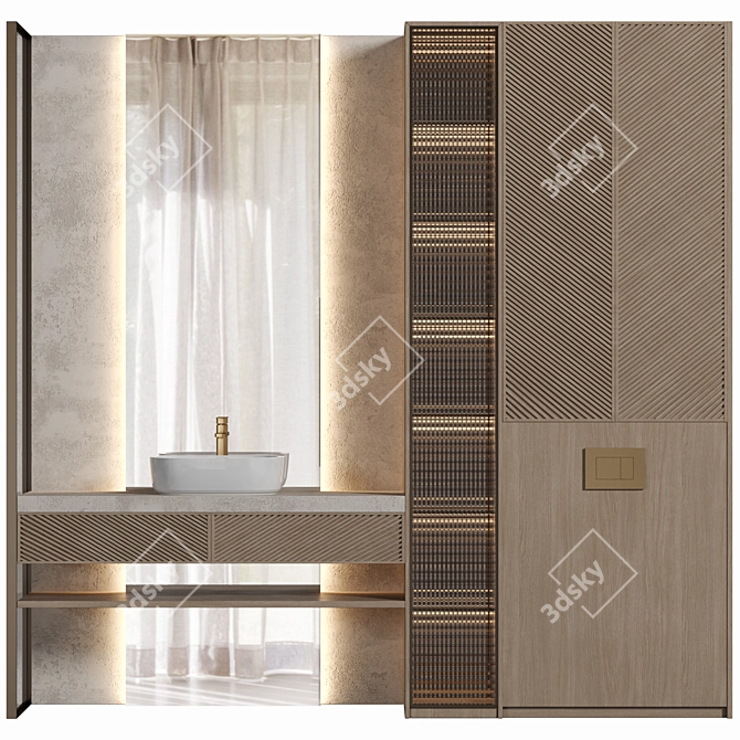 Premium Bathroom Furniture Set 3D model image 1