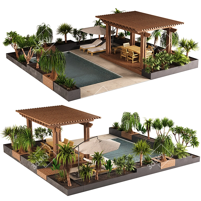 Outdoor Pergola Gazebo Canopy 3D model image 2