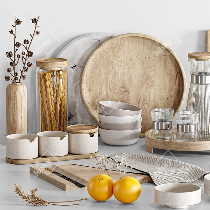 Premium Kitchen Accessories Set 3D model image 3