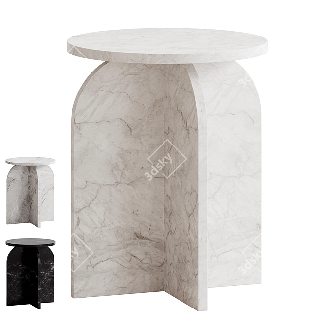 White Marble Round Side Table 3D model image 1