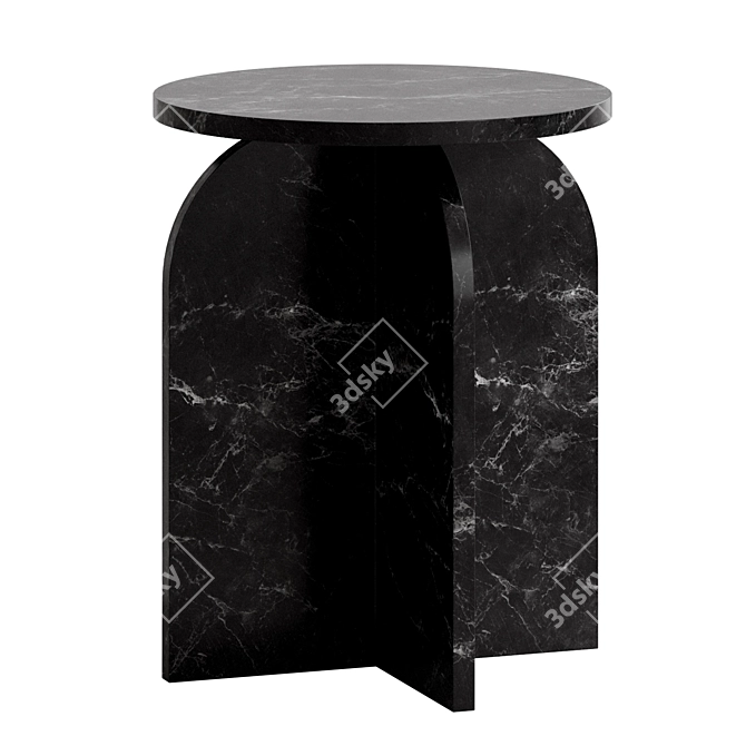 White Marble Round Side Table 3D model image 2