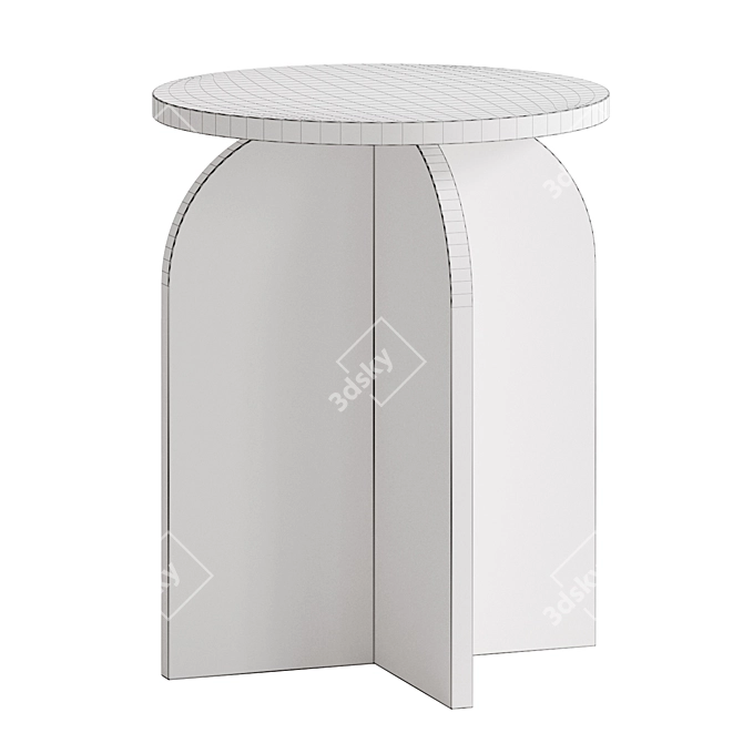 White Marble Round Side Table 3D model image 4