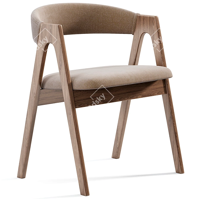 Dublin Chair: Modern Natural Wood 3D model image 2