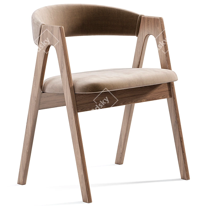 Dublin Chair: Modern Natural Wood 3D model image 5