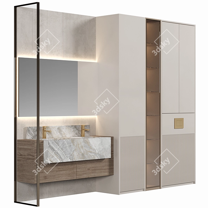 Elegant Bathroom Furniture Set 3D model image 2