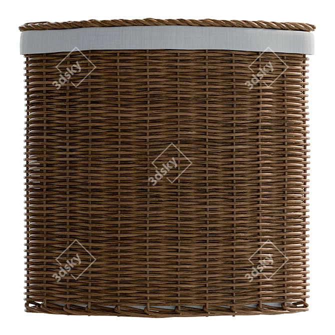 Corner Natural Wicker Laundry Basket 3D model image 4