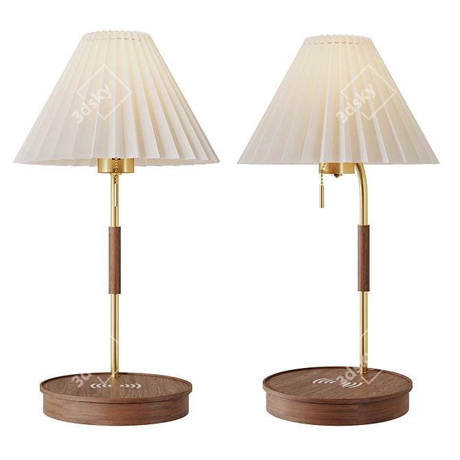 Vintage Wooden Table Lamp 3D model image 1