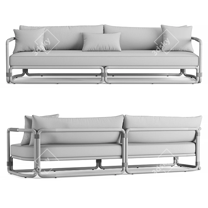 Maro Teak Sofa by Restoration Hardware - 108" Seat 3D model image 5