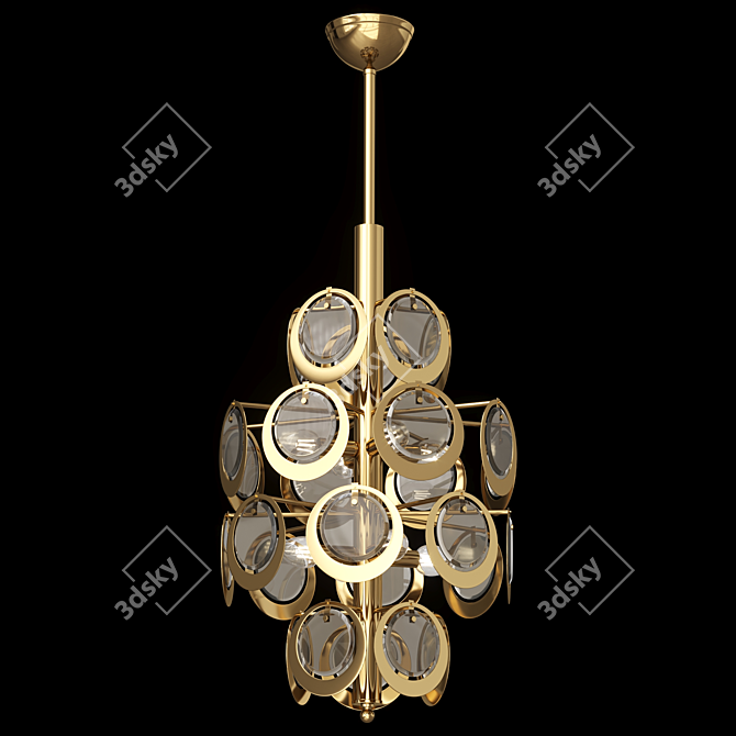 Vistosi Amber Glass Chandelier 3D model image 3