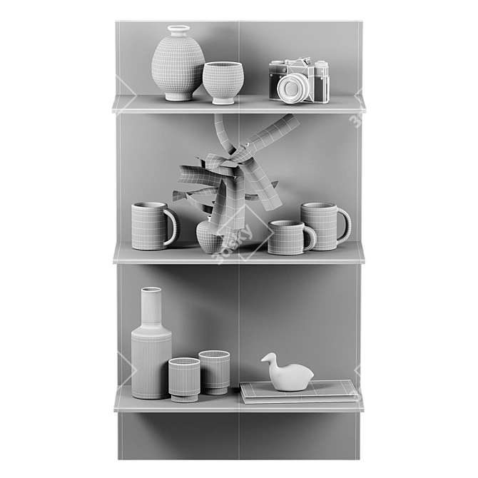 Industrial Aluminium Wall Shelf Trio 3D model image 7