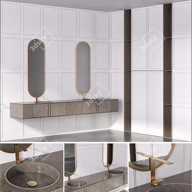  Modern Bathroom Furniture Set 3D model image 3