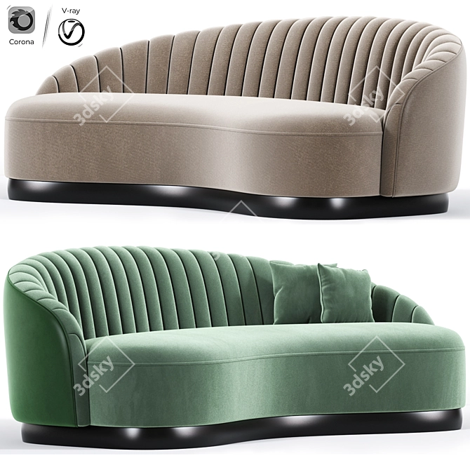 Modern Curved Fabric Sofa with 3D Renders 3D model image 1