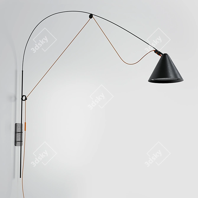 Sleek Black Wall Light 3D model image 1