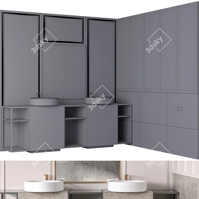  Modern Bathroom Furniture Set 3D model image 7