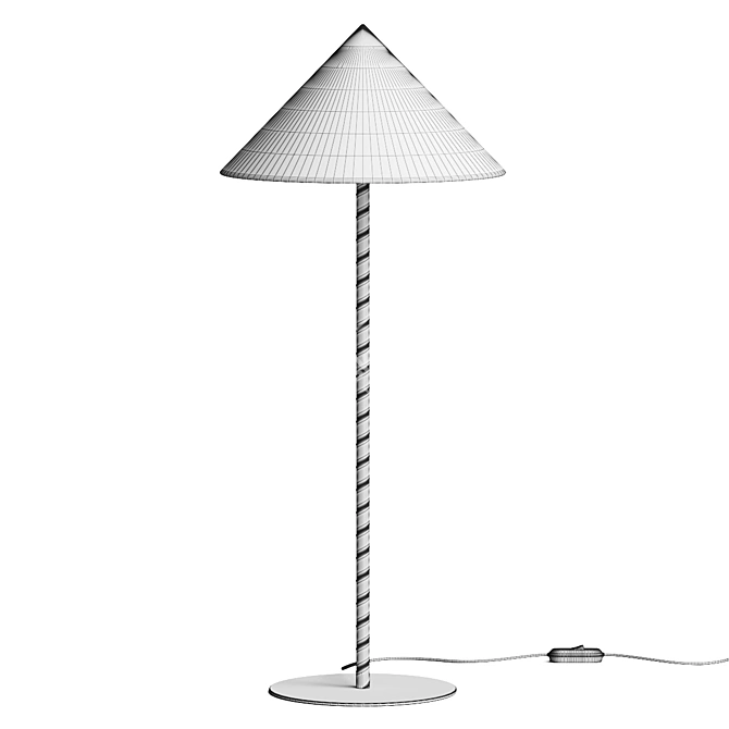 Modern Leather Table Lamp with Brass Base 3D model image 2