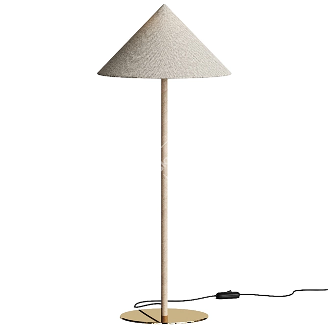 Modern Leather Table Lamp with Brass Base 3D model image 3