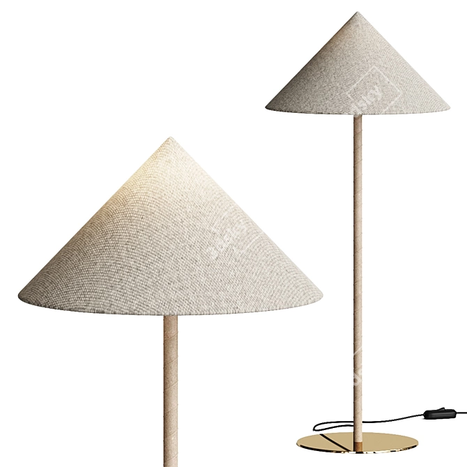 Modern Leather Table Lamp with Brass Base 3D model image 4