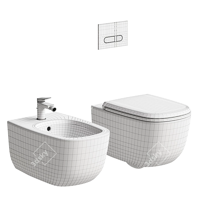 Duravit Aurena Collection Wall-Hung Set 3D model image 7