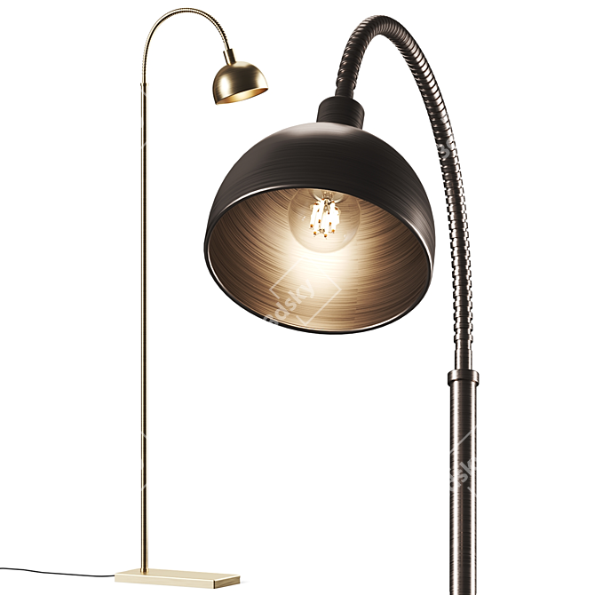 Romana Aged Gold Bronze Floor Lamp 3D model image 1