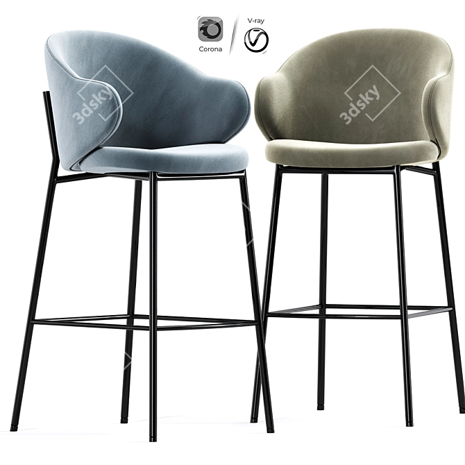  Stylish Bar Stool Chair Set 3D model image 1