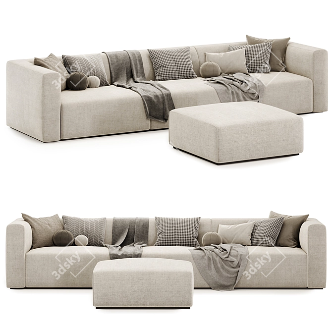 Light Color Match Sofa Set 3D model image 1